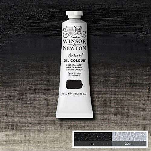 Winsor & Newton Artists' Oil Paint, 37ml Tube, Charcoal Grey | Formulated with the finest pigments with excellent tinting strength; use thickly or thin to a very fine glaze. - color: Charcoal Grey, style: 1.25-oz Tube