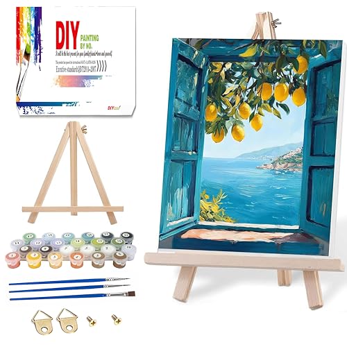 Ausanrl Lemon Framed Paint by Numbers Kit for Adults Wooden Easel 12x16inch | Paint by Numbers Kit for Adults Lemon Theme,Adult Paint by Number Kits on Canvas Framed,Gifts and Home Wall Decor - color: Lemon