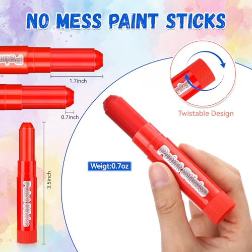 24 Sets Tempera Paint Sticks 192 Pcs 8 Colors Washable Quick Drying Art Solid Tempera Paint Stick Bulk Crafts Supplies