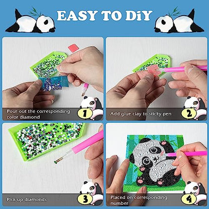 Labeol Diamond Art Kits for Kids Crafts for Girls Ages 6-8-10-12 Easy to DIY Creative Diamond Art Sticker Craft by Numbers Kits for Kids and Adult Beginners (4 Pack Adorable) - style: 4 pack Adorable