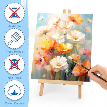 ESRICH Stretched Canvas for Painting, 8 Pack 9x12 Inch Canvas Value Pack,Primed Acid-Free Cotton Blank Canvases, Painting Canvas for Oil & Acrylic Paint. - size: 9X12IN 8 Packs