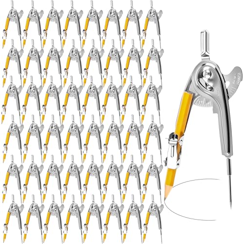 48 Pack Metal Compass for Geometry with Pencil Compass Drawing Tool Set for Students Math Compass for School Classroom Supplies Drafting Drawing