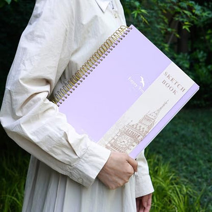 FLYING EAGLE Hardcover Sketchbook for Drawing 8.5 x 11 Spiral Sketch Book for Adults Women Kids with 100gsm 68lb 120 Sheets Premium Paper Sketch Pad for Drawing Books Notebook Art Supplies, Purple - color: Purple