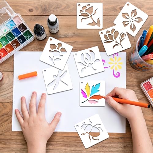 100Pcs Flower Stencils 2Inch Large Floral Leaf Stencils for Crafts Painting | Reusable Stencils,Wildflower Butterfly Stencil,Floral Stencil,Drawing Templates,Scrapbook,Classroom,Projects,Wood,Sign,Wall - size: 2 Inch