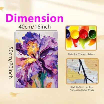Iris Flower Paint by Numbers Kits for Adults Beginner 16 X 20 inch - color: Iris Flower