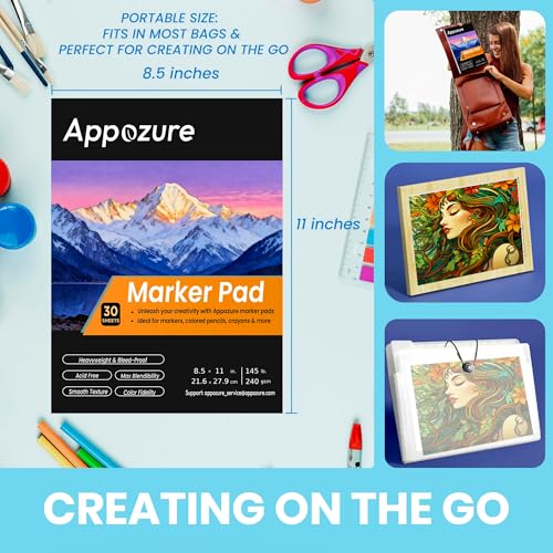 Bleedproof Marker Pad, 8.5"×11", 30 Sheets/60 Pages, 240GSM Heavyweight - size: 8.5" ×11"