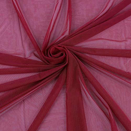 Superfine 4-Way Stretch Net Fabric Nylon Spandex Power Mesh, Pre-Cut 5 Yards Long 60" Wide, Lightweight Sheer (Wine Red) - color: Wine Red