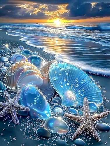 Diamond Art Kits for Adults,Beach Shell Diamond Painting Kits 12x16in | Diamond Painting Kit - Sparkling Full Drill Design Perfect for Home Decor, Holiday Gifting, And Relaxing Crafting 12x16inch - color: DP03940