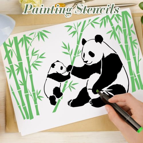 Panda Stencils for Crafts Reusable 16Pcs Stencils(11.8X8.2 Inch) - color: Panda