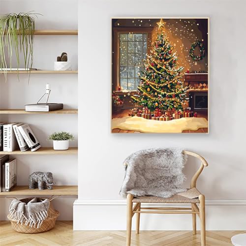 Artunion Christmas Tree Paint by Numbers Kit for Adults,Tree Paint by Number Kits, DIY Oil Painting Paint by Number Kits on Canvas Arts Craft for Home Wall Decor 16x20 Inch - color: ZXT-316