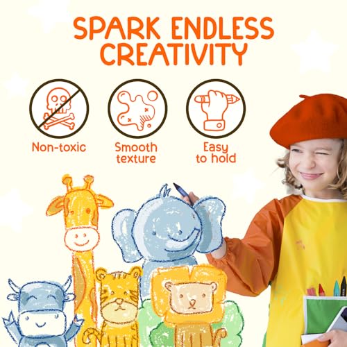 TinyGeeks Jumbo Crayons (18 Colors) – Non-Toxic, Washable Crayons for Toddlers and Kids (Ages 1-8) – Easy-to-Hold - Ideal for Travel, Art, and Learning