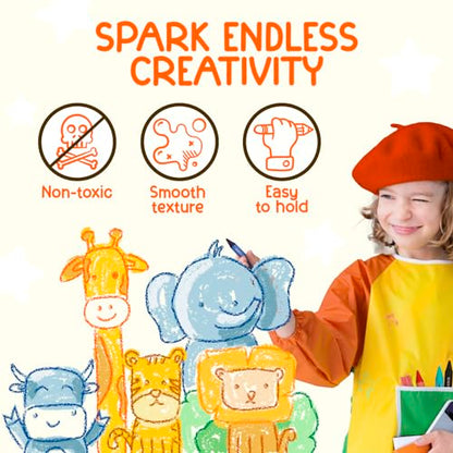 TinyGeeks Jumbo Crayons (18 Colors) – Non-Toxic, Washable Crayons for Toddlers and Kids (Ages 1-8) – Easy-to-Hold - Ideal for Travel, Art, and Learning