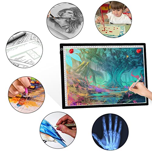 A3 LED Light Board, A3 Tracing Light Box, Magnetic Light Pad, Light Table for Tracing, LED Copy Board, Sketch Pad with Dimmable Brightness, Magnetic and Storage Bag. - style: A3