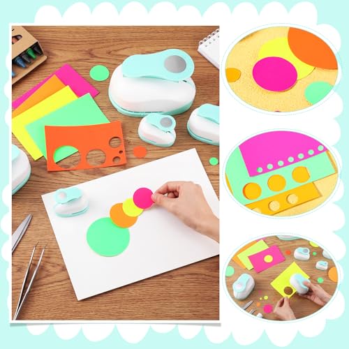 CHENGU 6 Pcs Circle Punch Set 3in/2in/1.5in/1in/0.6in/0.3in Scrapbook Hole Punchers Crafting with 10 Sticker Paper Round Cutter Scrapbook for Office Supplies DIY Albums Photos(Mint Green) - color: Mint Green, style: Circle