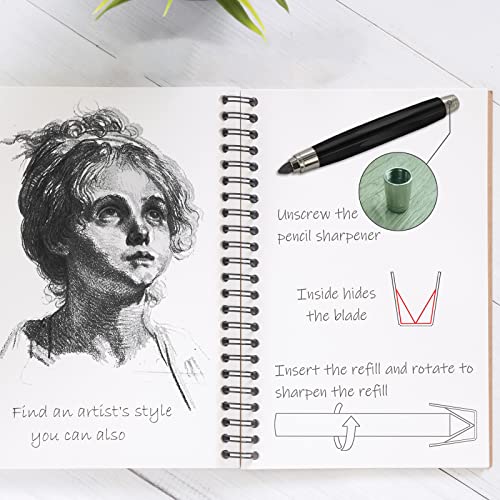 WSD Sketch Up 5.6mm Mechanical Pencil Mechanical Clutch with Built Sharpener (Black) - color: black