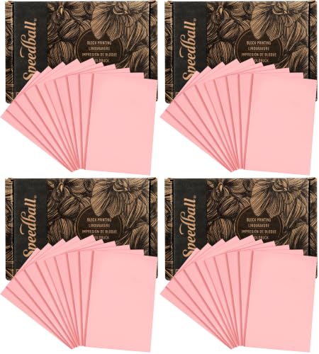 Speedball Speedy-Carve Block Printing Carving Block, Rectangle, Pink, 4 x 6 Inches (40-Pack), Linoleum for Printmaking - size: 40-Pack