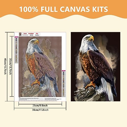 SENQAO Eagle Diamond Painting Kits for Adults, American Bald Eagle Full Drill Round Diamond Painting, for Room Decor Bedroom Decor Or Birthday for Friends 30x40cm - color: eagle