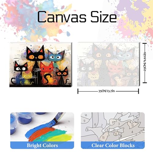 Cat Paint by Numbers Kit for Adults Framed Canvas,Animal Painting by Numbers Kits with Frame on Canva for Beginner,DIY Watercolor Oil Painting Frame for Birthday Gift Relax Decor for Home Wall. (cat1) - color: cat1