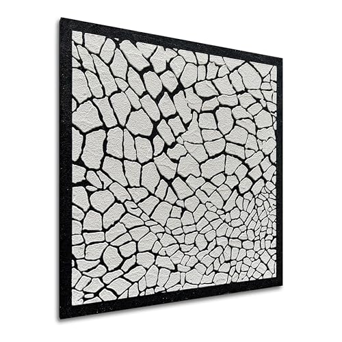 Art 24x24 inches Hand-Painted Black and White Textured Art Oil Painting in Modern Abstract Style - Suitable for Wall Decoration in Home Office - color: Yi130