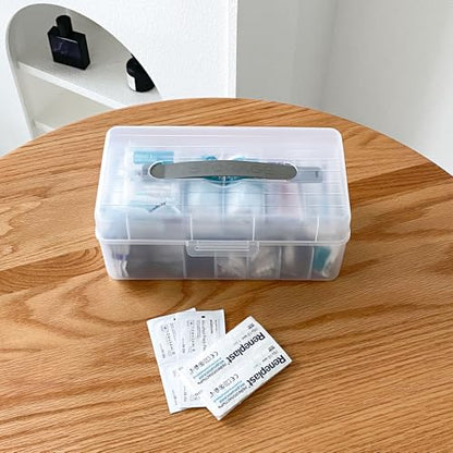 Bandage Organizer, 2 Pack | With Lid and Handle, Plastic Storage Container, For First-Aid Supplies, Holds Strips, Wraps, Swabs - size: 2 Pack