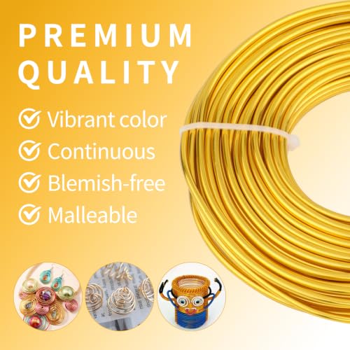 9 Gauge Aluminum Craft Wire, 52.5FT Bendable Armature Wire for Sculpting, Jewelry Making, DIY Crafting, Doll Making, Modelling, Bonsai Training(Gold) - color: Gold