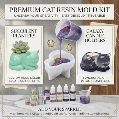 3D Cat Resin Molds, Animal Candle Silicone Molds for Epoxy Resin - color: Cat Resin Mold