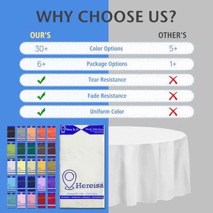 8-Pack White Disposable Plastic Tablecloths Round 84 Inch Diameter - Heavy Duty Waterproof Party Table Covers for Weddings, Banquets & Events - color: Fa2 - White, size: 8 PACK | Round | 84 Inch