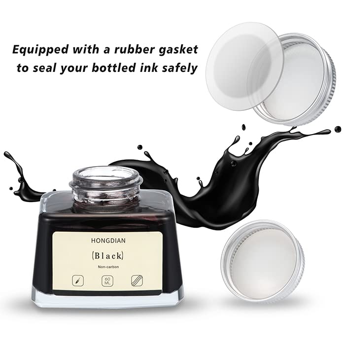 Asvine Hongdian Fountain Pen Bottled Ink Black, 60ml Fountain Pen Bottled Ink, Non Carbon - color: Black