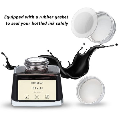 Asvine Hongdian Fountain Pen Bottled Ink Black, 60ml Fountain Pen Bottled Ink, Non Carbon - color: Black