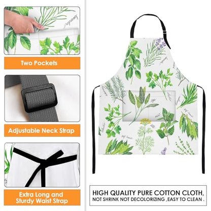 Britimes Apron with Pockets, 32x28 inch, for Women Men, Green Leaf - color: Herb