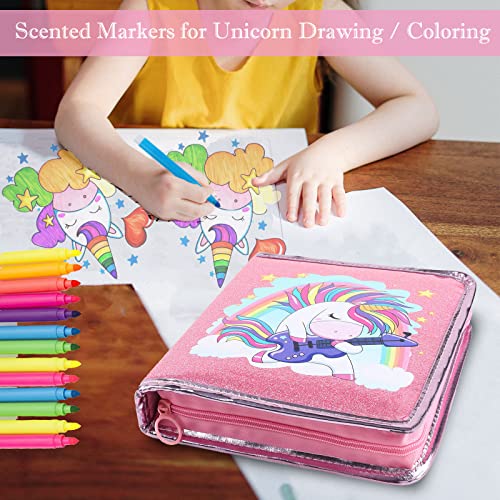 Premium Fruit Scented Markers Set Gifts for Girls Unicorn Pencil Case