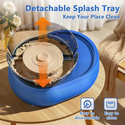 Pottery Wheel for Kids and Beginner - Upgraded Pottery Wheel with 6" Turntable with Two-Way Rotation, 2.2lb Clay, Art Supplies Sculpting Tools, Christmas Craft Gifts for Teens Kids Adults (Blue) - color: Blue 02