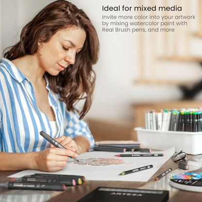 ARTEZA Watercolor Paper, 20 Sheets, 7 Inch Diameter Round Paper Pads, 140lb/300gsm, 100% Cotton, Cold Press, Acid Free Art Paper - size: 20 Sheets (7 inch Round)