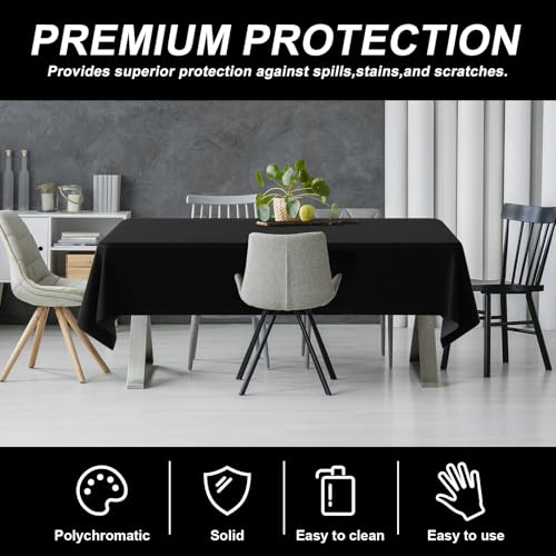54IN X 160FT Plastic Table Cover Roll with Cutter Box, Cut to Size Plastic Table Cloths for Parties, Birthday, (Black, 54"x1920") - color: Black, size: 1920" x 54" (Rectangular)