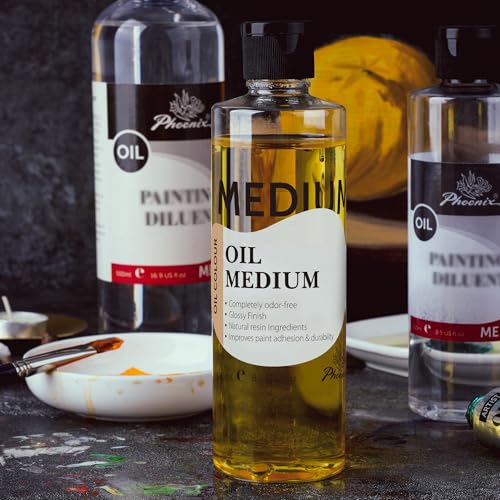 PHOENIX Refined Linseed Oil - 8.5 Fl Oz. / 250ml Bottle | Oil Medium for Painting, Paint Thinner for Oil Based Paints - style: Refined Linseed Oil 8.5 Fl Oz.