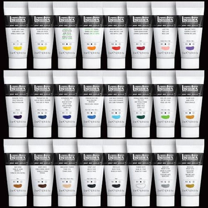 Liquitex Heavy Body Acrylic Paint Set, 24 x 22ml, Essentials Set | High Viscosity, Pigment Rich, Ideal for Impasto & Texture, Satin Finish, Permanent Color, Crisp Brush Strokes & Knife Marks - size: 1 Count (Pack of 1), style: Essentials Set 24 x 22 (0.74