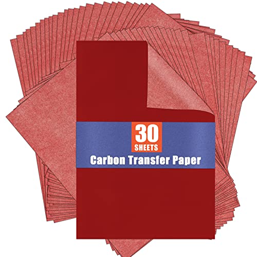 PSLER Red Carbon Paper for Tracing - 30Pcs Graphite Transfer Paper, A4 | Use with Tracing Paper, Carbon Copy Paper for Drawing Patterns on Wood, Canvas, Fabric, Artist Lettering & Sketching - color: red