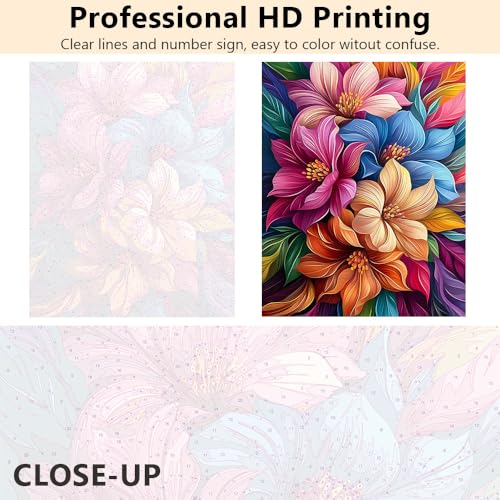 TUMOVO Flowers Paint by Numbers Kit for Adults - color: Flowers