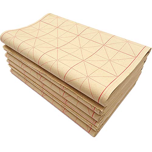 MEGREZ Grid Maobian Xuan Paper Half Raw Ripe Calligraphy Practice Sheets | ink control no heavy bleed, clear grid lines, Chinese kanji calligraphy practice, 39 x 69cm, 6cm x 60 grids, 50 sheets - size: 6 cm x 60 Grids /Sheet