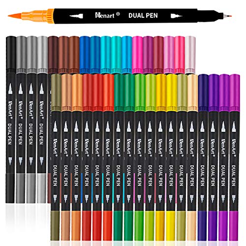 36 Dual Brush Markers for Adult Coloring Books, Double Tip Pens Art Set | Fine & Brush Tips Pen for Journaling, Calligraphy, Drawing , DIY Craft Supplies for Gifts Trendy Stuff - color: ‎36 Colors