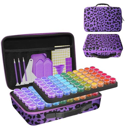 CAIOVSE Diamond Painting Storage Containers 120 Slots Diamond Art Case - color: Leopard Print, size: 120 jars