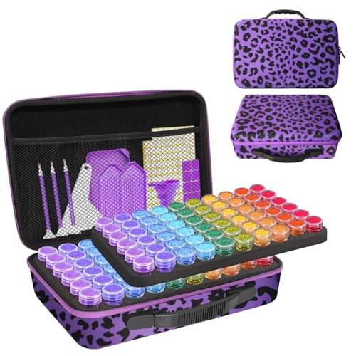 CAIOVSE Diamond Painting Storage Containers 120 Slots Diamond Art Case - color: Leopard Print, size: 120 jars