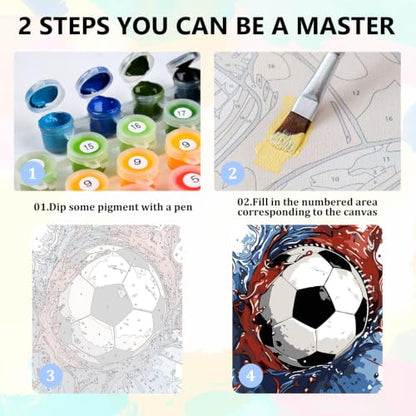 Soccer Paint by Numbers Kit for Adults Beginners & Kids Ages 8-12, 8x8 Inch - color: style-14