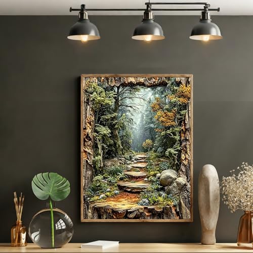PHANTASYART Misty Forest Path Paint by Numbers Kit for Adults 16x20inch - color: Forest, size: 16x20inch