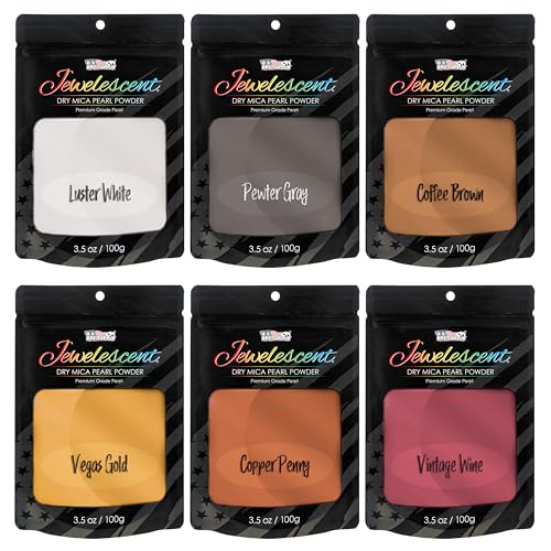 U.S. Art Supply Mica Pearl Pigment Powder Kit, 6 Metal Tones 3.5oz (100g) | Jewelescent - Cosmetic Grade, Epoxy Resin Color Pigment, Mica Powder for Resin, Soap, Slime, Candle Dye, Art - style: 6 Color - Metal Colors
