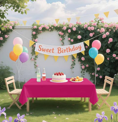 HEIPINIUYE 2 Pack Hot Pink Tablecloth Disposable 54 x 108 Inch Hot Pink Plastic Table Cloth Disposable Waterproof Rectangle Table Cover for Party Birthday Camping Picnic Tablecloths - color: Hot Pink Rectangle Tablecloth, size: 2 Pack