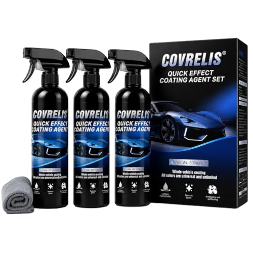 3-in-1 Car Detailer, Ceramic Spray Coating, High Shine Car Wax | Waterless Car Wash, Long-lasting Hydrophobic, UV & Stain Resistant, for Window Glass, Wheels, Trim, 17.5 oz with Towel (3pcs) - color: 3PCS