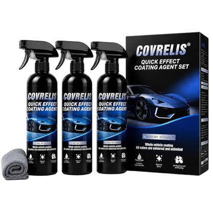 3-in-1 Car Detailer, Ceramic Spray Coating, High Shine Car Wax | Waterless Car Wash, Long-lasting Hydrophobic, UV & Stain Resistant, for Window Glass, Wheels, Trim, 17.5 oz with Towel (3pcs) - color: 3PCS