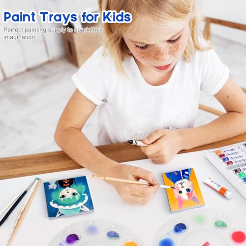 12Pcs Clear Paint Tray Palettes,Plastic Paint Pallets for Kids to Paints | Paint Trays for Students,Painting on School Project or Art Class - color: 12psclear