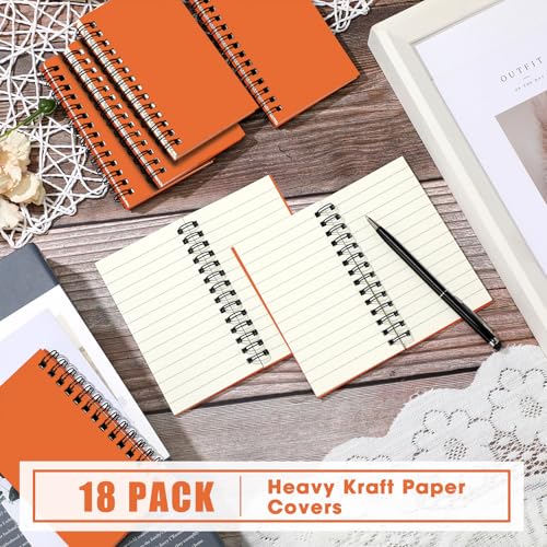 Jutom 18 Pcs Small Spiral Notebook Memo Pad 3x5, Orange - color: Orange